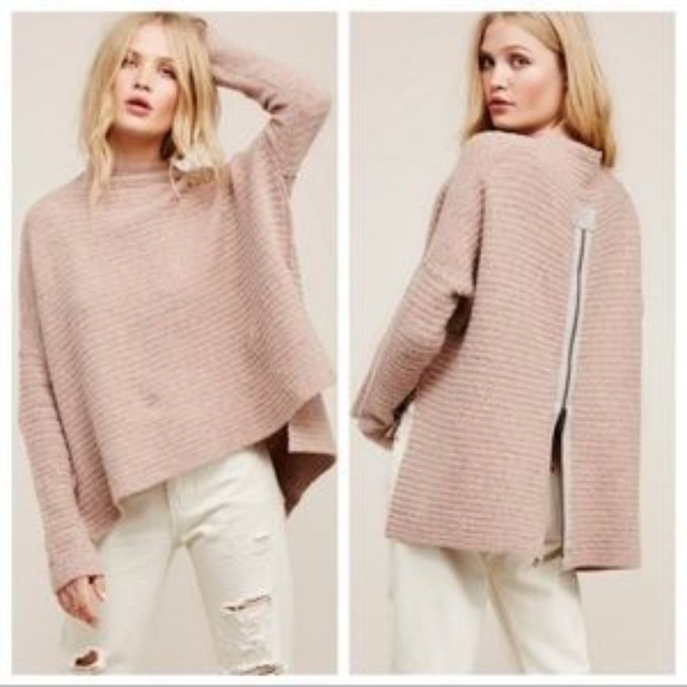 Free People Arctic Fox Zip Back Swing Sweater- Pink